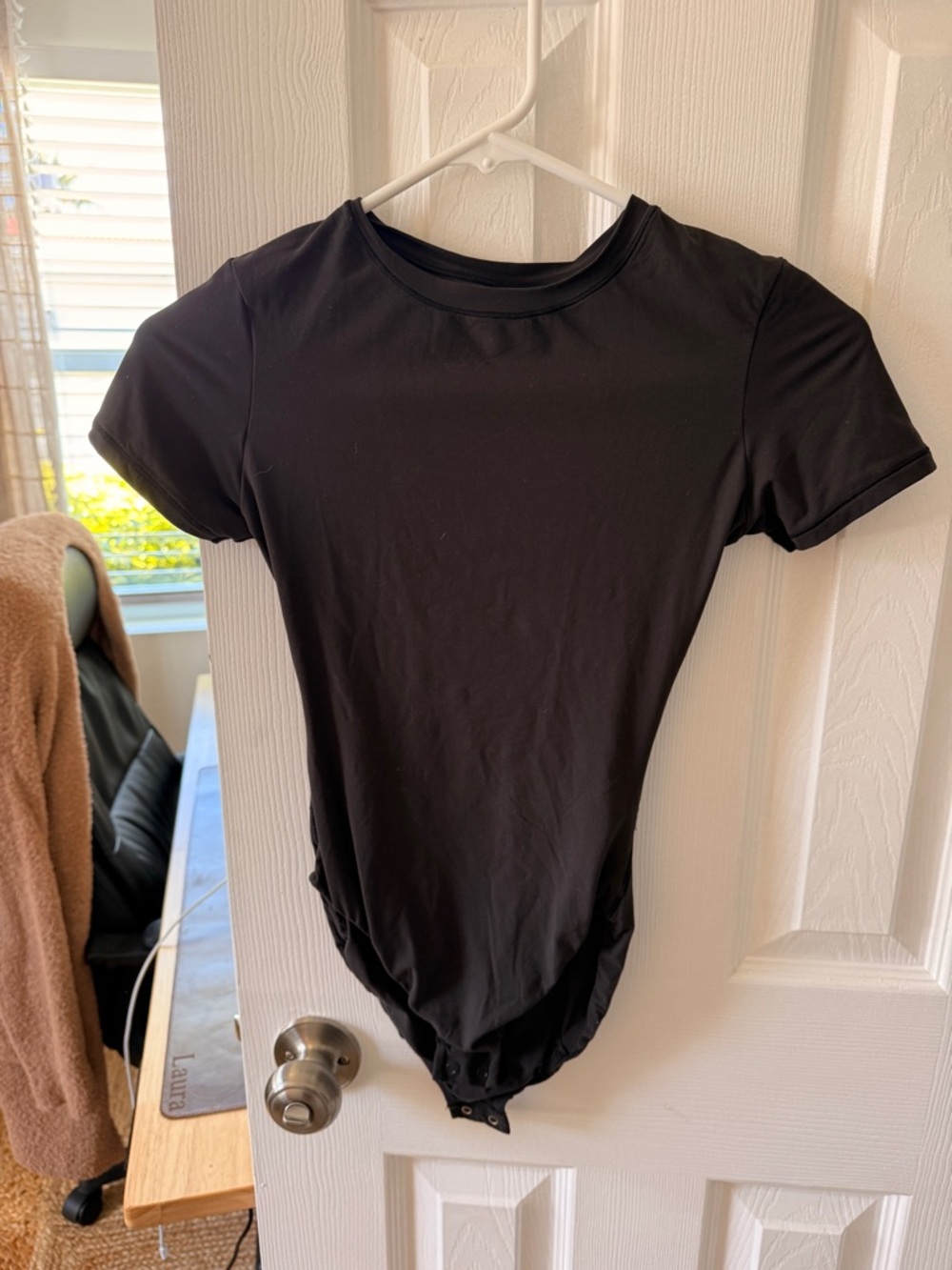SKIMS Black Short Sleeve Bodysuit